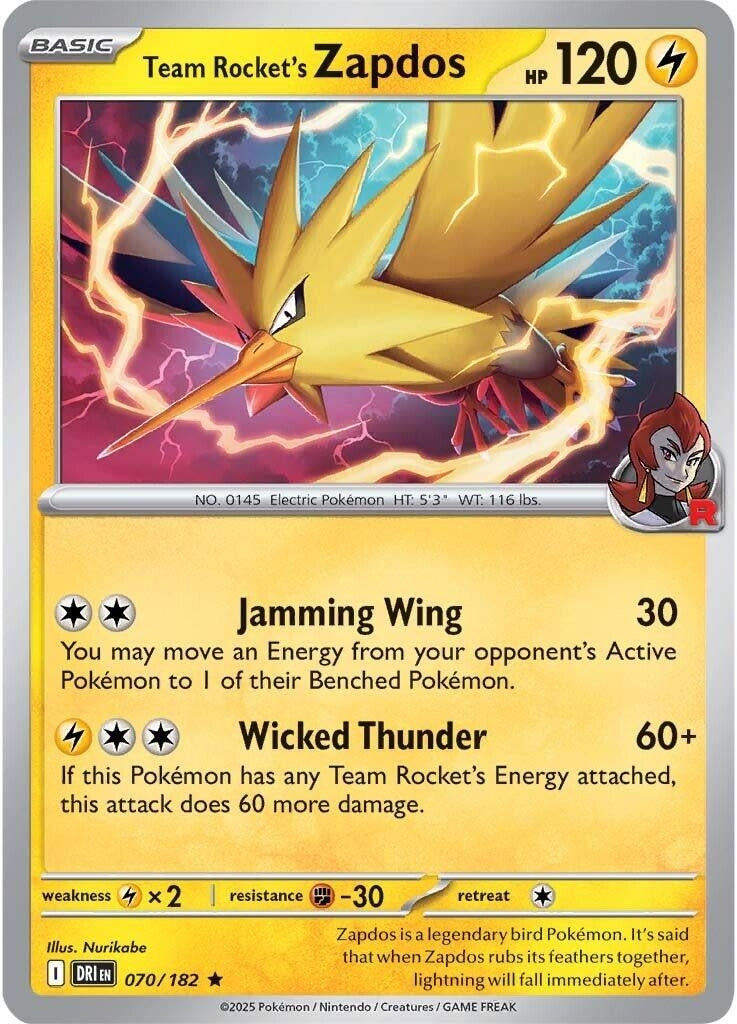 Team Rocket's Zapdos (070/182) (SV10: Destined Rivals)