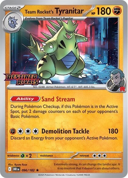 Team Rocket's Tyranitar (Destined Rivals Stamp) (096/182) (SV10: Destined Rivals)