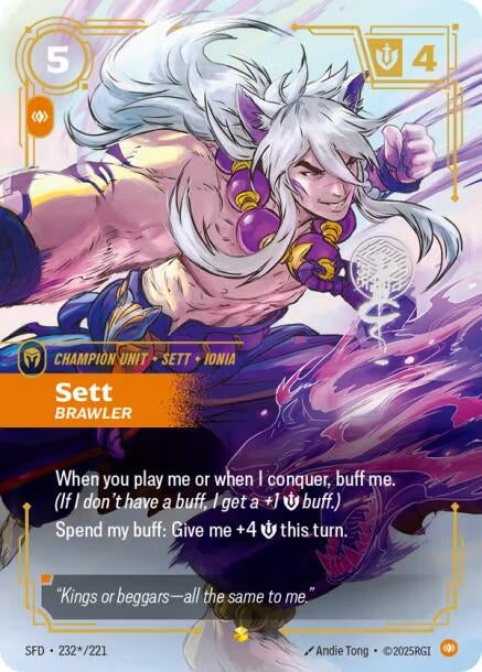 Image for Sett - Brawler (Signature) (232*/221) (Spiritforged) - Riftbound: League of Legends Trading Card Game