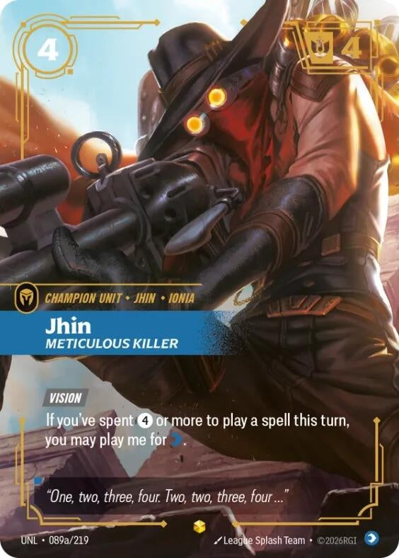 Image for Jhin - Meticulous Killer (Alternate Art) (089a/219) (Unleashed) (UNL) - Riftbound: League of Legends Trading Card Game