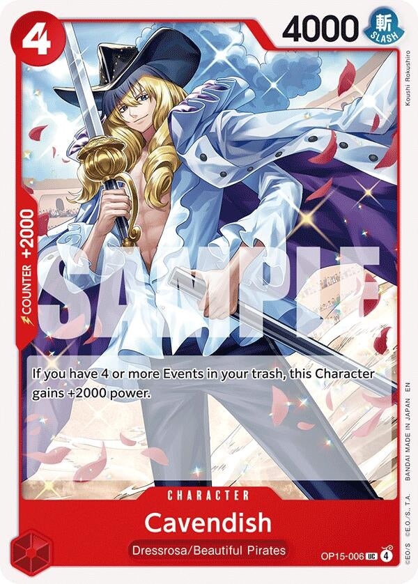 Image for Cavendish (OP15-006) (Adventure on Kami's Island) - One Piece Card Game