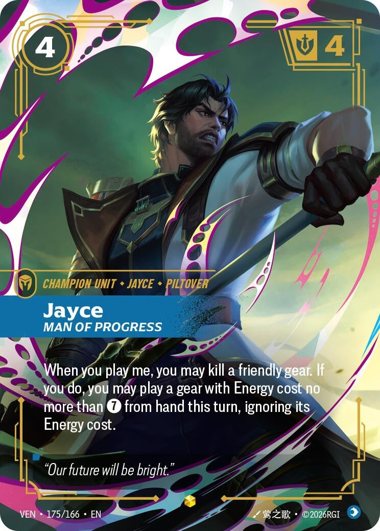 Image for Jayce - Man of Progress (Overnumbered) (175/166) (Vendetta) (VEN) - Riftbound: League of Legends Trading Card Game