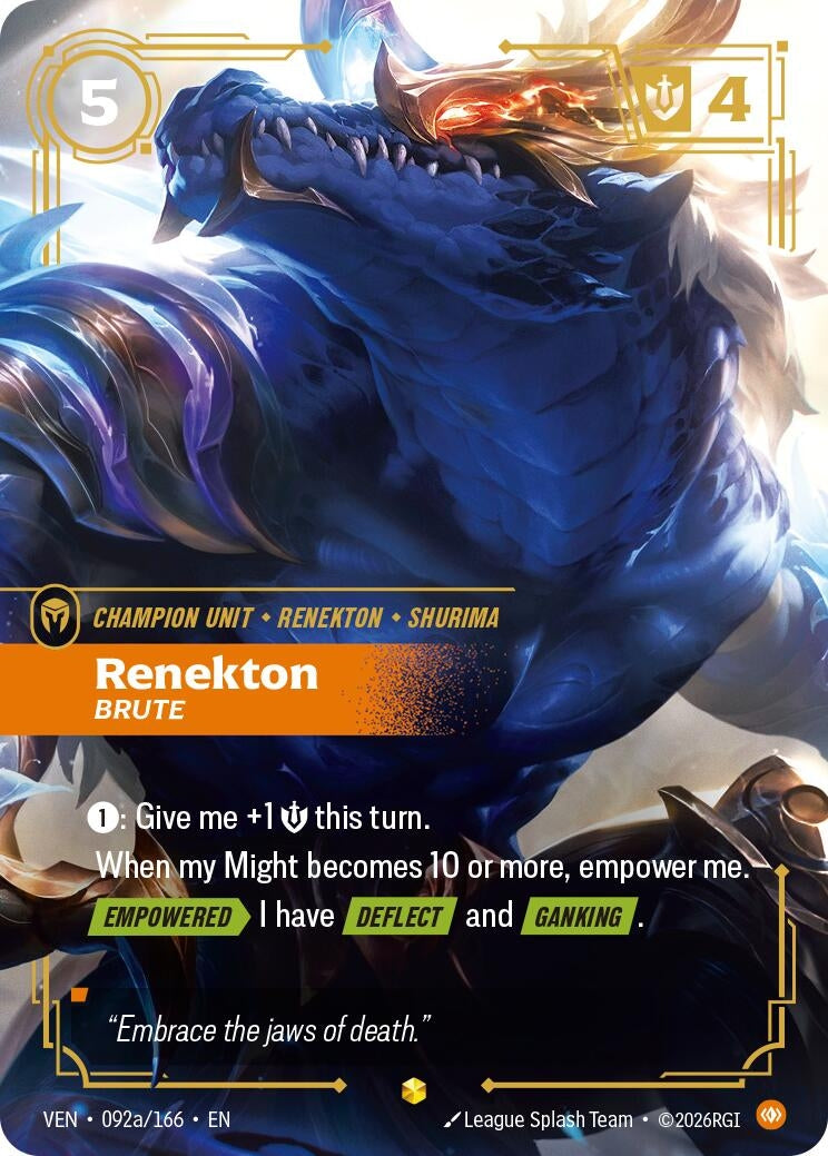 Image for Renekton - Brute (Alternate Art) (092a/166) (Vendetta) (VEN) - Riftbound: League of Legends Trading Card Game