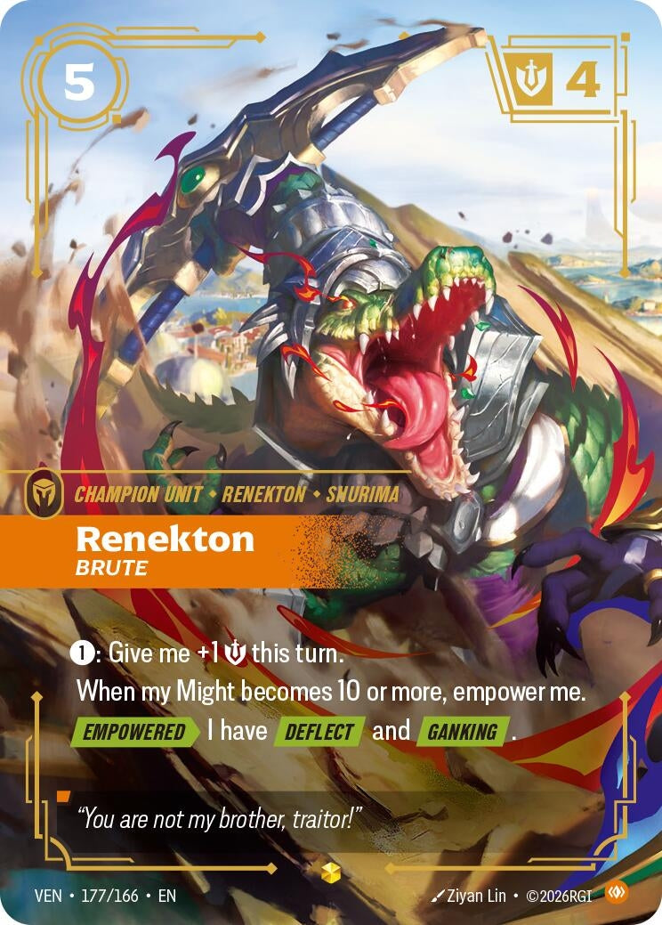 Image for Renekton - Brute (Overnumbered) (177/166) (Vendetta) (VEN) - Riftbound: League of Legends Trading Card Game