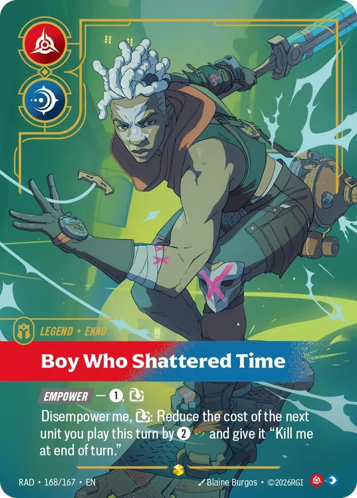 Image for Ekko, Boy Who Shattered Time (Overnumbered) (168/167) (Radiance) (RAD) - Riftbound: League of Legends Trading Card Game