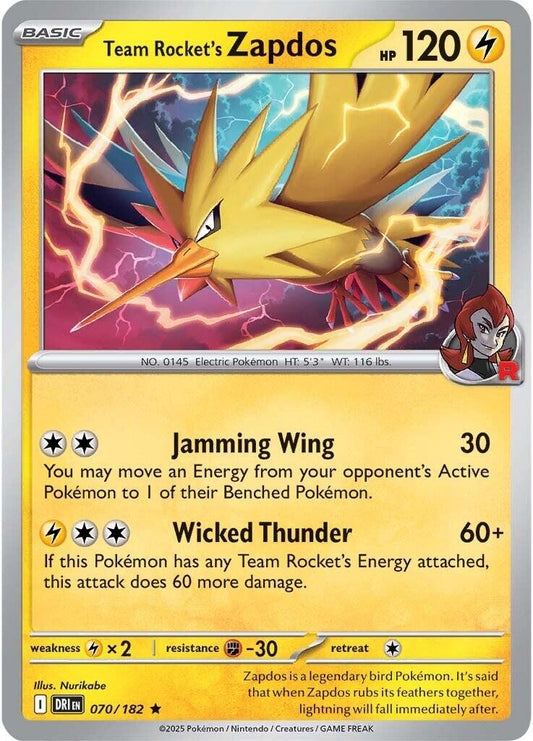 Team Rocket's Zapdos (070/182) (SV10: Destined Rivals)