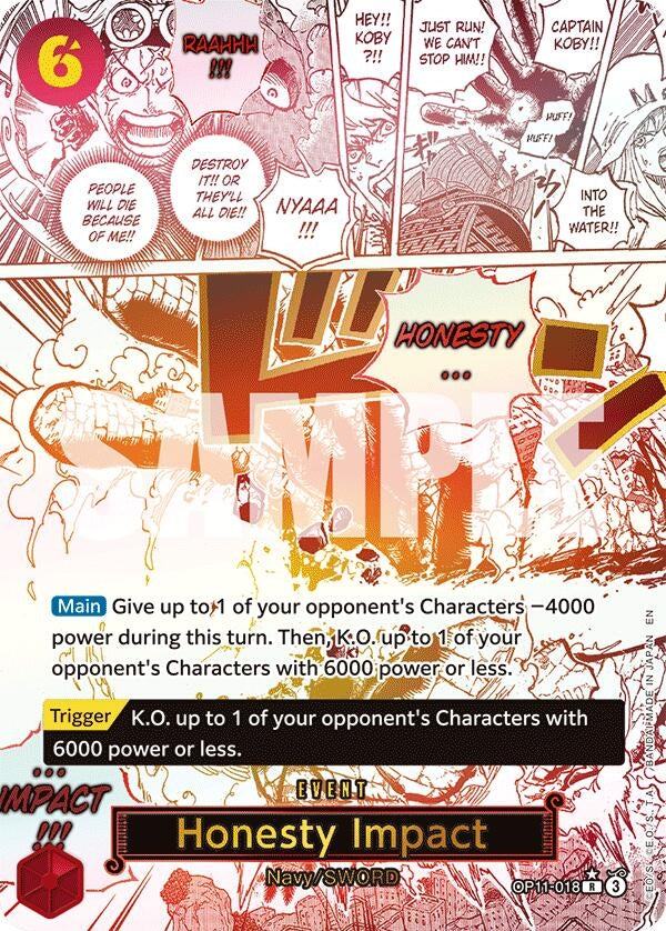 Honesty Impact (Alternate Art) (OP11-018) (A Fist of Divine Speed)