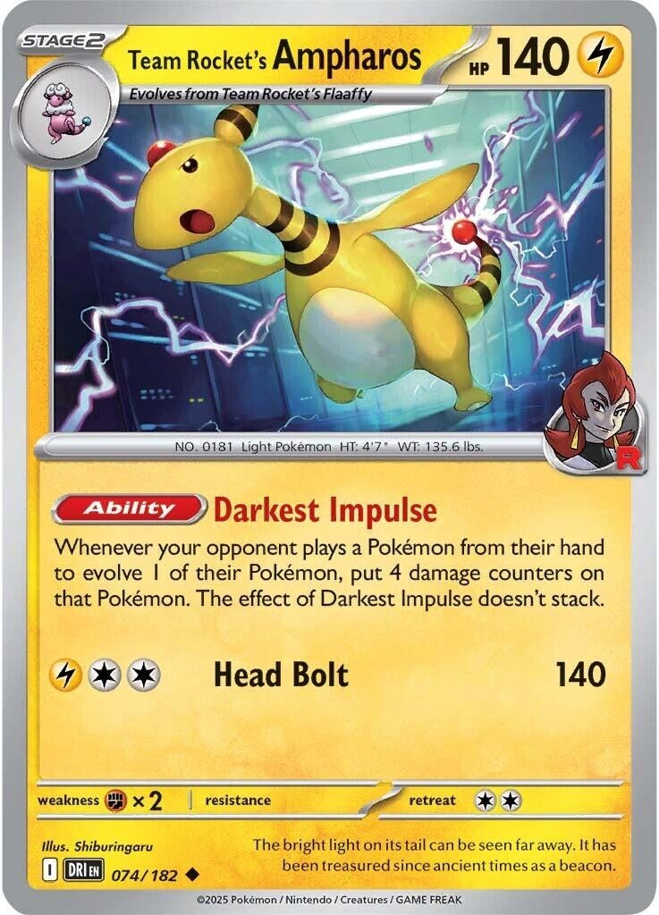 Team Rocket's Ampharos (074/182) (SV10: Destined Rivals)