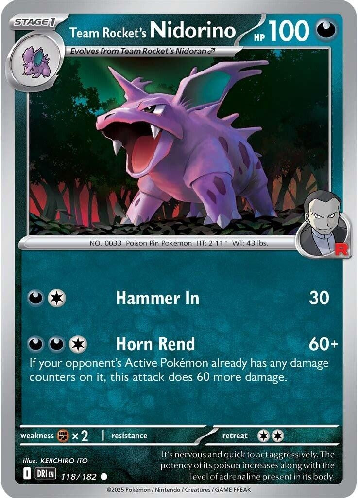 Team Rocket's Nidorino (118/182) (SV10: Destined Rivals)