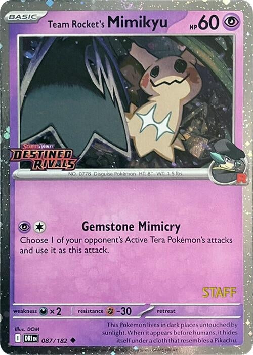 Image for Team Rocket's Mimikyu (Prerelease Staff) (087/182) (SV10: Destined Rivals) - Pokemon