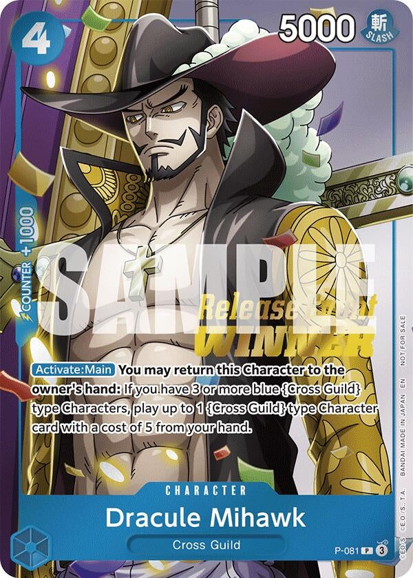 Image for Dracule Mihawk (A Fist of Divine Speed Release Event Winner) (P-081) [One Piece Promotion Cards] - One Piece Card Game
