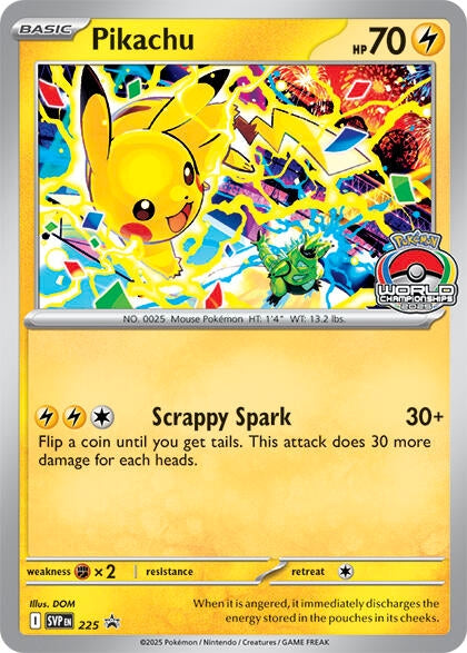 Image for Pikachu - 225 (World Championship 2025) (225) (SV: Scarlet & Violet Promo Cards) - Pokemon