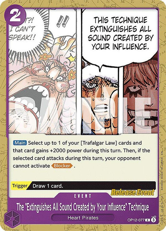 Image for The "Extinguishes All Sound Created by Your Influence" Technique (OP12-077) (Legacy of the Master Release Event Cards) - One Piece Card Game