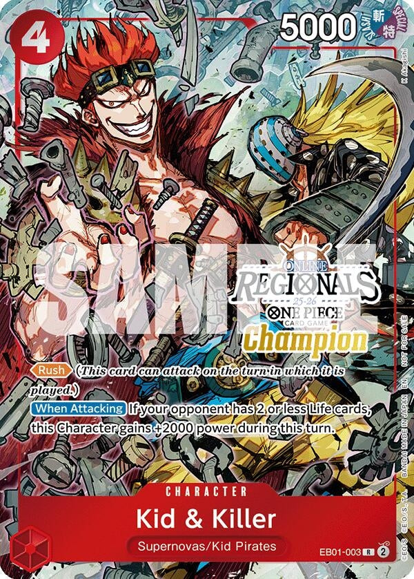 Image for Kid & Killer (Online Regional Champion Card Set 2025 Vol.2) (EB01-003) (One Piece Promotion Cards) - One Piece Card Game