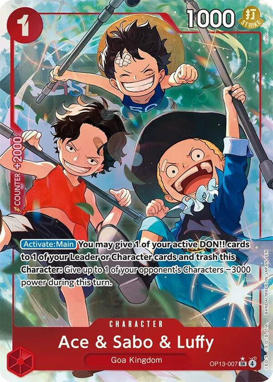 Ace & Sabo & Luffy (Alternate Art) (OP13-007) (Carrying On His Will)