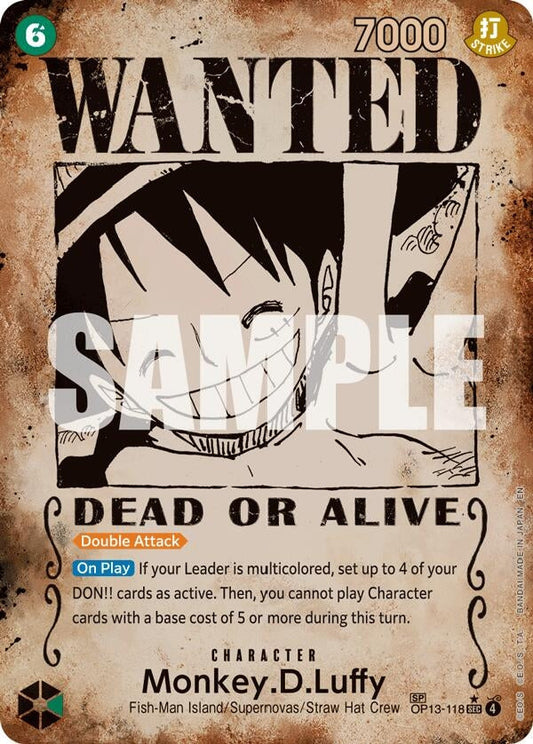 Monkey.D.Luffy (118) (Wanted Poster) (OP13-118) (Carrying On His Will)