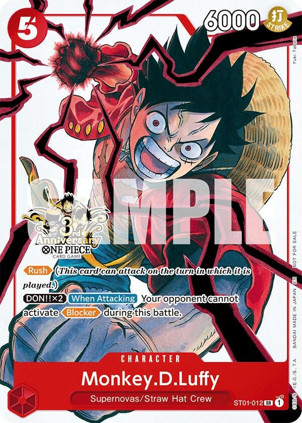Image for Monkey.D.Luffy - ST01-012 (3rd Anniversary Tournament 3 Brothers Pack) (ST01-012) (Carrying On His Will: 3rd Anniversary Tournament Cards) - One Piece Card Game