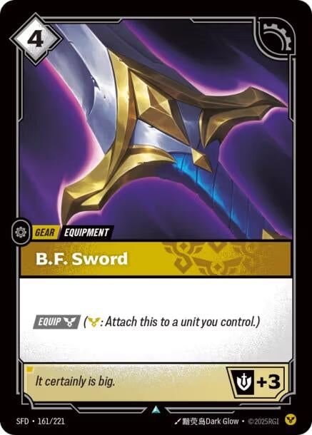 Image for B.F. Sword (161/221) (Spiritforged) - Riftbound: League of Legends Trading Card Game