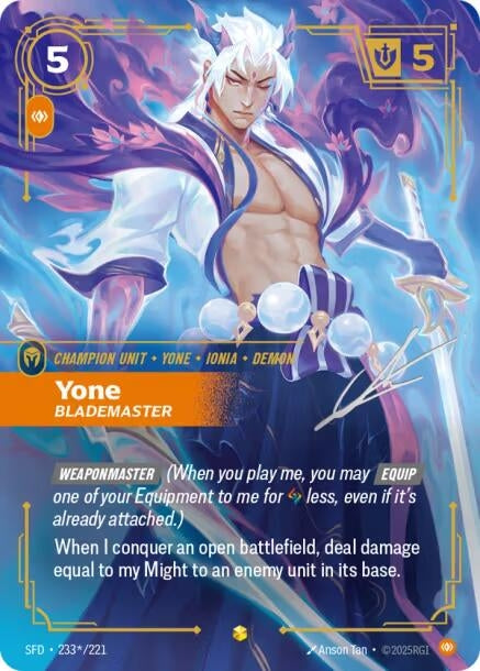 Image for Yone - Blademaster (Signature) (233*/221) (Spiritforged) - Riftbound: League of Legends Trading Card Game