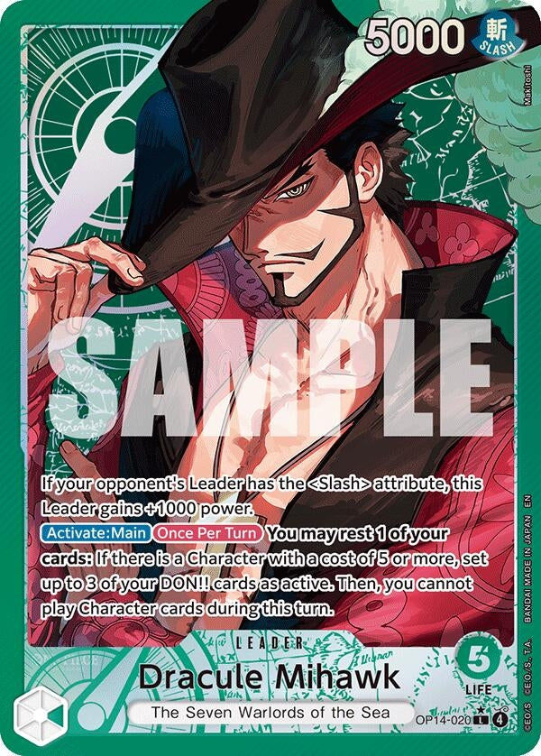 Dracule Mihawk - OP14-020 (Alternate Art) (OP14-020) [The Azure Sea's Seven]
