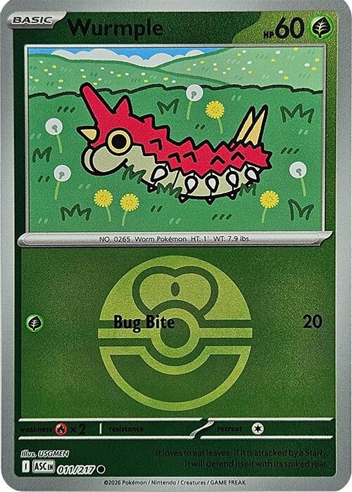 Image for Wurmple (Love Ball) (011/217) (ME: Ascended Heroes) - Pokemon