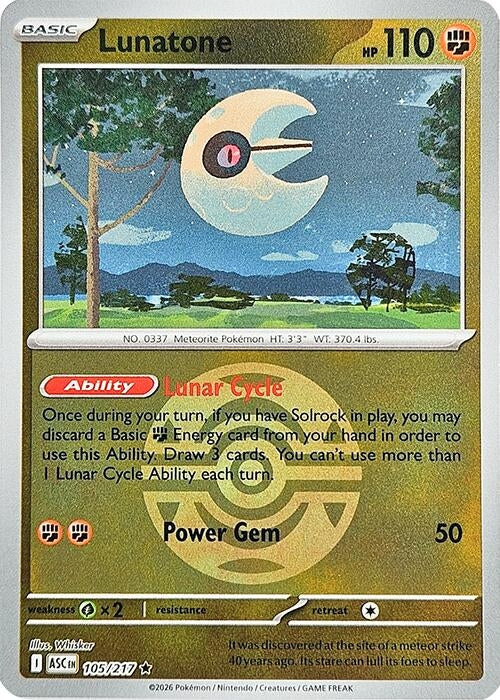 Image for Lunatone (Dusk Ball) (105/217) (ME: Ascended Heroes) - Pokemon