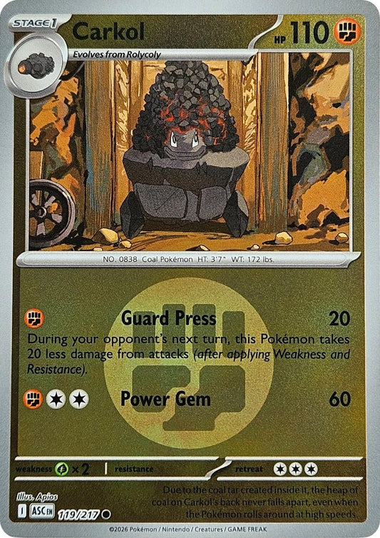 Image for Carkol (Energy Symbol Pattern) (119/217) (ME: Ascended Heroes) - Pokemon