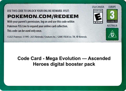 Image for Code Card - Ascended Heroes Booster Pack (ME: Ascended Heroes) - Pokemon