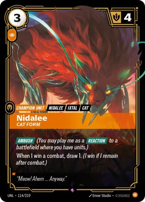 Image for Nidalee - Cat Form (114/219) (Unleashed) (UNL) - Riftbound: League of Legends Trading Card Game
