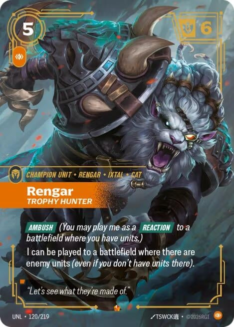 Image for Rengar - Trophy Hunter (120/219) (Unleashed) (UNL) - Riftbound: League of Legends Trading Card Game
