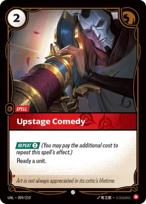 Image for Upstage Comedy (009/219) (Unleashed) (UNL) - Riftbound: League of Legends Trading Card Game