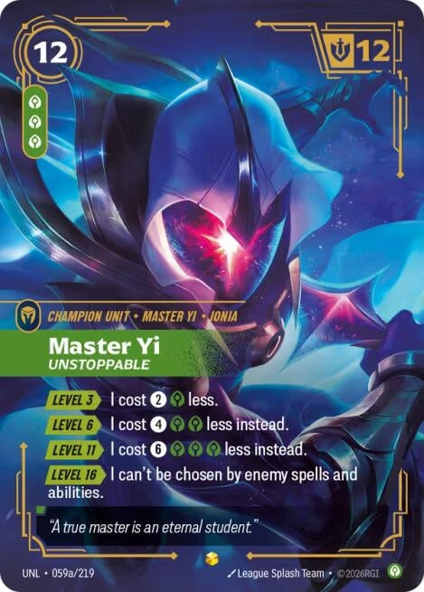 Image for Master Yi - Unstoppable (Alternate Art) (059a/219) (Unleashed) (UNL) - Riftbound: League of Legends Trading Card Game