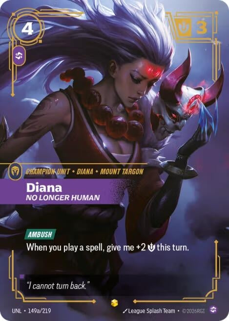 Image for Diana - No Longer Human (Alternate Art) (149a/219) (Unleashed) (UNL) - Riftbound: League of Legends Trading Card Game