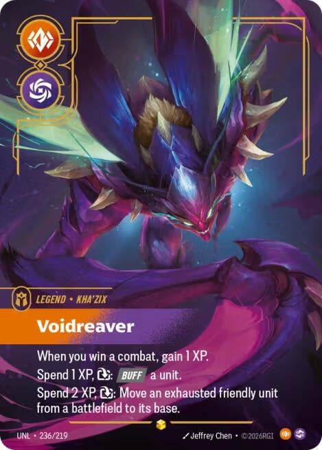 Image for Kha'Zix - Voidreaver (Overnumbered) (236/219) (Unleashed) (UNL) - Riftbound: League of Legends Trading Card Game