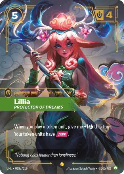Image for Lillia - Protector of Dreams (Alternate Art) (058a/219) (Unleashed) (UNL) - Riftbound: League of Legends Trading Card Game