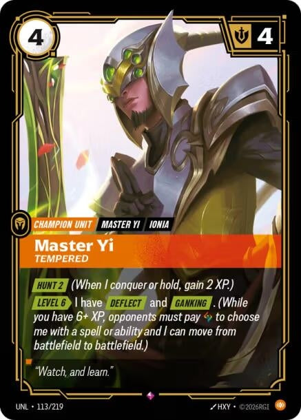 Image for Master Yi - Tempered (113/219) (Unleashed) (UNL) - Riftbound: League of Legends Trading Card Game