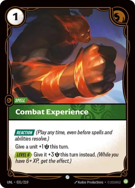 Image for Combat Experience (031/219) (Unleashed) (UNL) - Riftbound: League of Legends Trading Card Game