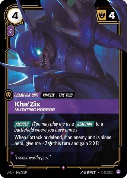 Image for Kha'Zix - Mutating Horror (143/219) (Unleashed) (UNL) - Riftbound: League of Legends Trading Card Game