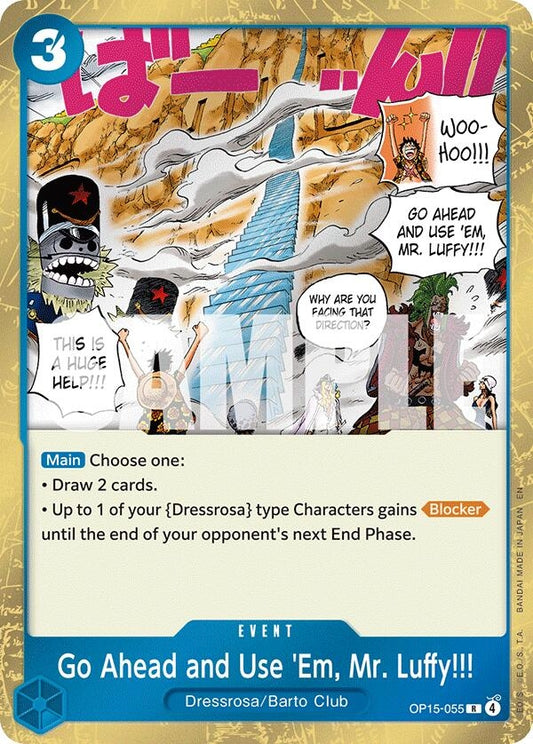 Image for Go Ahead and Use 'Em, Mr. Luffy!!! (OP15-055) (Adventure on Kami's Island) - One Piece Card Game