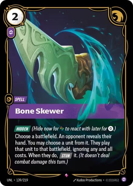 Image for Bone Skewer (139/219) (Unleashed) (UNL) - Riftbound: League of Legends Trading Card Game