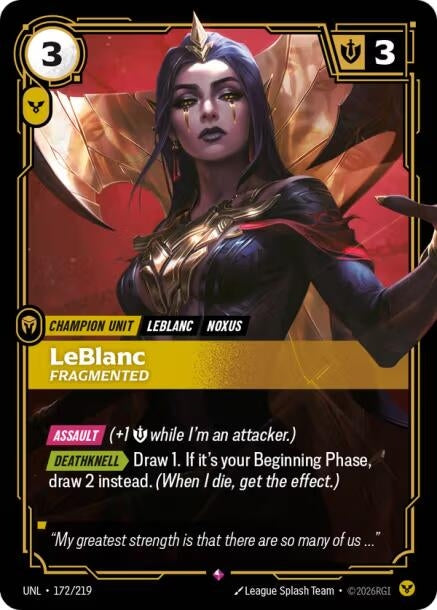 Image for LeBlanc - Fragmented (172/219) (Unleashed) (UNL) - Riftbound: League of Legends Trading Card Game