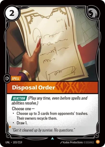 Image for Disposal Order (103/219) (Unleashed) (UNL) - Riftbound: League of Legends Trading Card Game