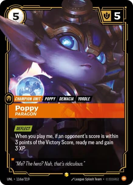 Image for Poppy - Paragon (Alternate Art) (116a/219) (Unleashed) (UNL) - Riftbound: League of Legends Trading Card Game