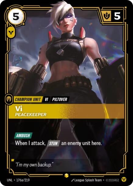 Image for Vi - Peacekeeper (Alternate Art) (176a/219) (Unleashed) (UNL) - Riftbound: League of Legends Trading Card Game