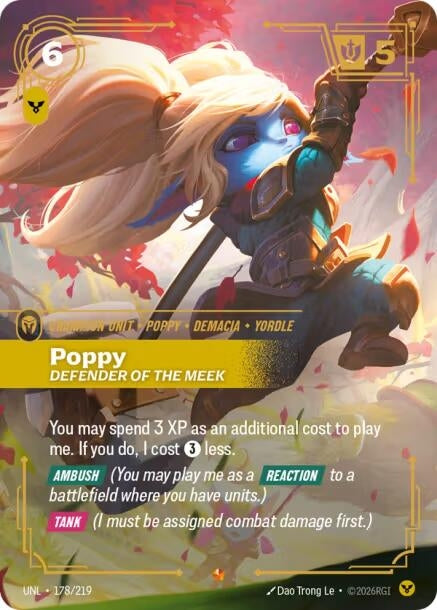Image for Poppy - Defender of the Meek (178/219) (Unleashed) (UNL) - Riftbound: League of Legends Trading Card Game