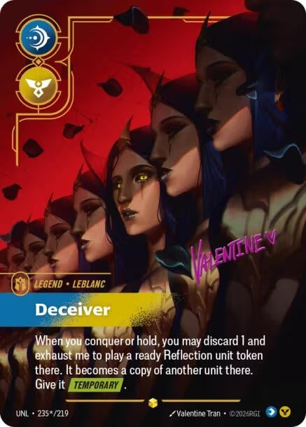 Image for LeBlanc - Deceiver (Signature) (235*/219) (Unleashed) (UNL) - Riftbound: League of Legends Trading Card Game