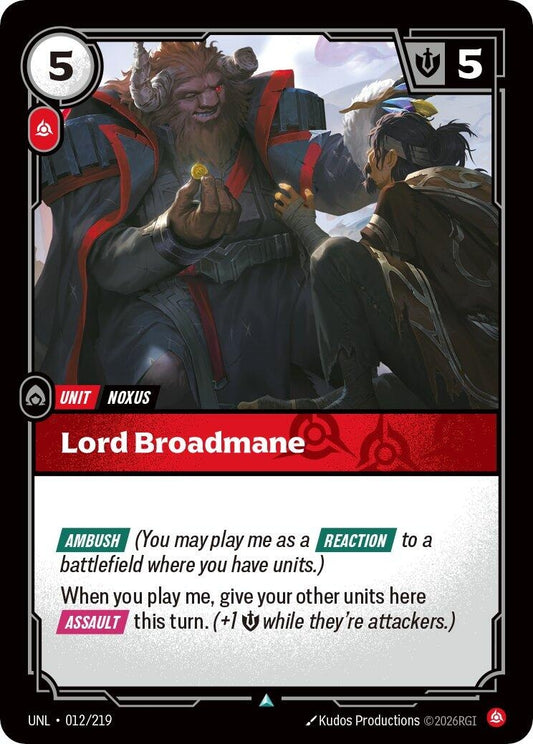 Image for Lord Broadmane (012/219) (Unleashed) (UNL) - Riftbound: League of Legends Trading Card Game