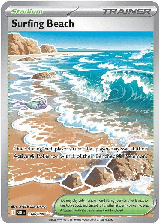 Image for Surfing Beach (114/086) (ME04: Chaos Rising) - Pokemon