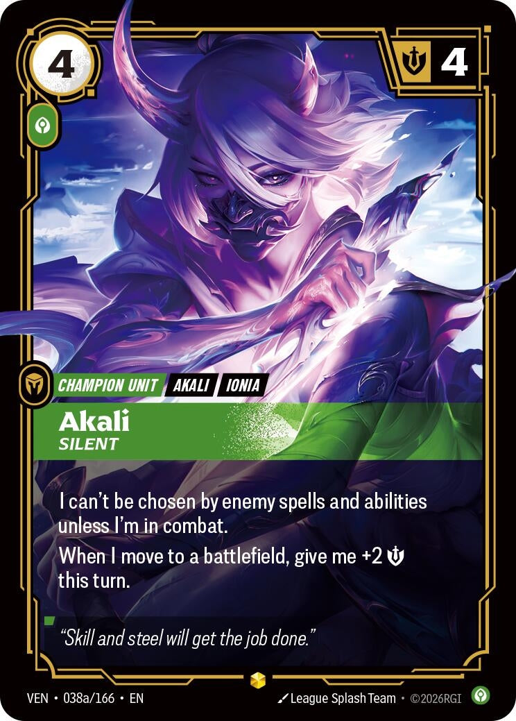 Akali - Silent (Alternate Art) (038a/166) (Vendetta) (VEN)