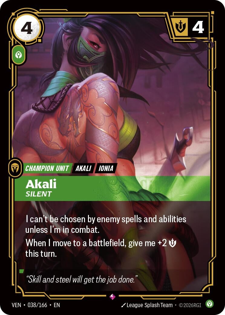 Image for Akali - Silent (038/166) (Vendetta) (VEN) - Riftbound: League of Legends Trading Card Game